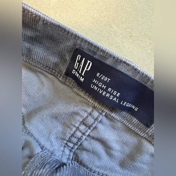 🔥 4 for $20 DEAL 🔥GAP High Rise Grey Corduroy Skinny Leggings Pants Sz 8/29T - Picture 6 of 12